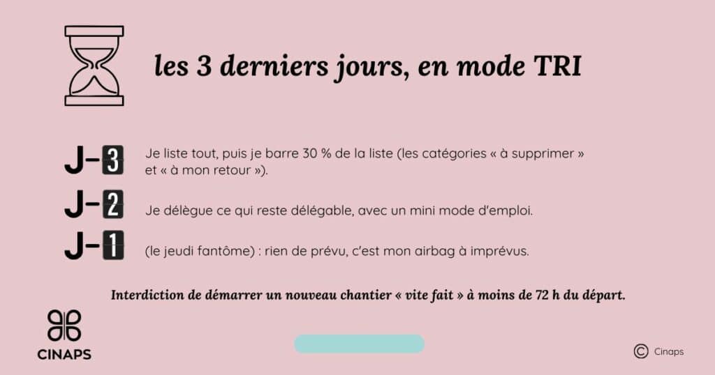 3 derniers jours avant les vacances et la déconnexion